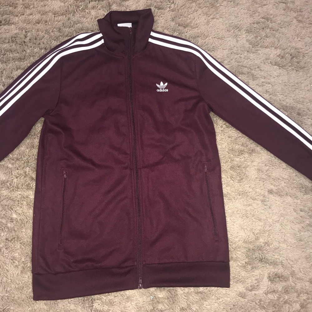 Burgundy Red Adidas Full-Zip Jacket